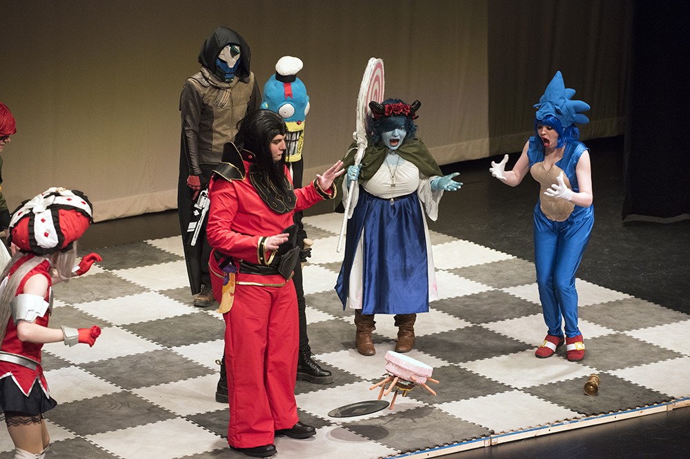 <p><span><span><span><span><span><span><span><span><span><span><span><span><span><span><span><span>The Cosplay Chess Show, a human chess match using characters&nbsp;from games and&nbsp;shows, is performed by the RIT Cosplay Troupe at Tora-Con.&nbsp;</span></span></span></span></span></span></span></span></span></span></span></span></span></span></span></span><span><span><span><span><span><span><span><span><span><span><span><span><span><span><span>Tora-Con reached 15 years of celebrating anime and cosplay at their two-day convention March 23-24. The event is organized by students from the RIT Anime Club.</span></span></span></span></span></span></span></span></span></span></span></span></span></span></span></p>
