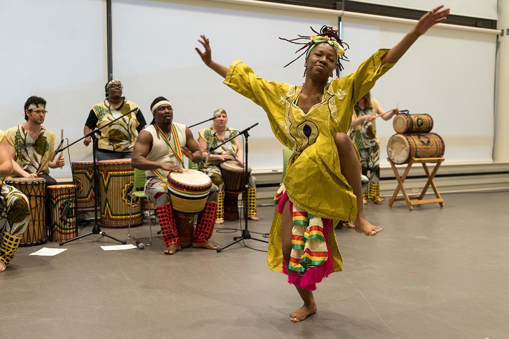 <p><span><span><span><span><span><span><span><span><span><span><span><span><span><span>Members of the RIT African Percussion Ensemble performed at their spring concert in the SAU Fireside Lounge. The group,&nbsp;</span></span></span></span></span></span></span></span></span></span></span></span></span></span><span><span><span><span><span><span><span><span><span><span><span><span><span><span>directed by Kerfala&nbsp;</span></span></span></span></span></span></span></span></span></span></span></span></span></span>Fana Bangoura,<span><span><span><span><span><span><span><span><span><span><span><span><span><span>&nbsp;includes students, faculty and staff who enjoy exploring the dynamic percussive traditions of Guinea.</span></span></span></span></span></span></span></span></span></span></span></span></span></span></p>
