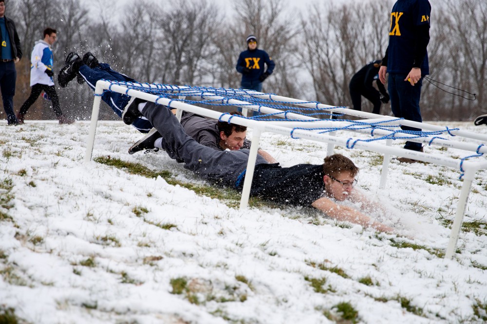 students in snow