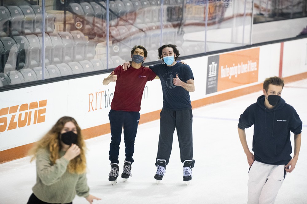 Photo by A. Sue Weisler <br> <p>The Gene Polisseni Center hosts open skate for RIT students, faculty, and staff noon-1:30 p.m. Thursdays through March 31. Tickets are $5 and are available at <a href="https://rittickets.com">RITtickets.com</a>.</p>
