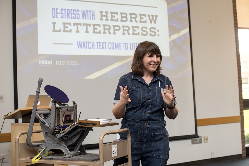 speaker with letterpress