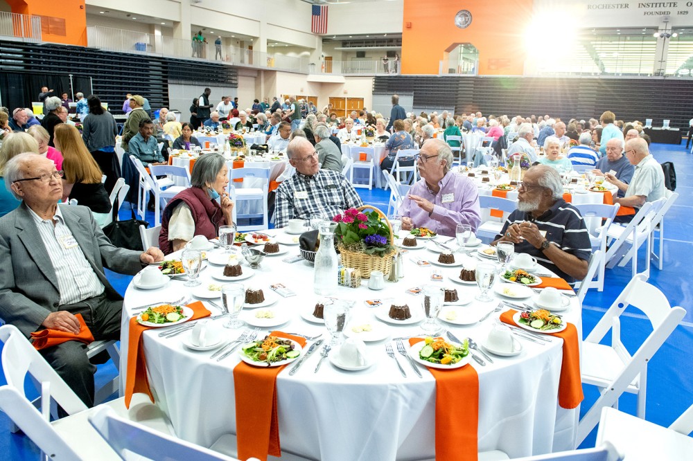 <p>RIT held its annual Retiree Luncheon June 7 in the Gordon Field House and Activities Center. More than 500 university retirees and guests attended the event, which featured lunch, presentations, and opportunities to connect with colleagues.</p>
