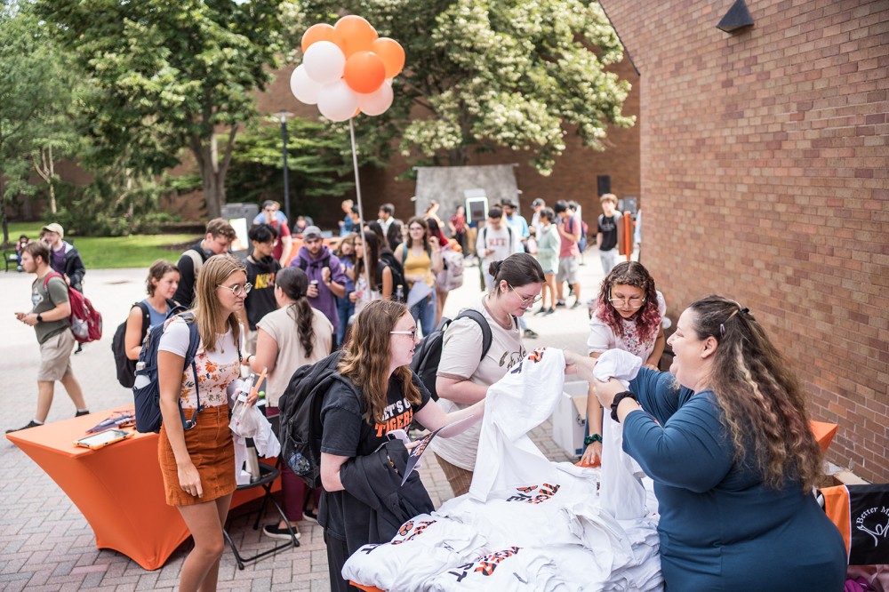 RIT students enjoyed free swag during TigerFest, a weeklong event that allowed them to get connected to campus, activities, and others.
<br><p>Photo by Traci Westcott</p>