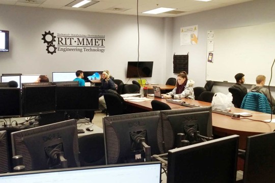 Students working in a computer lab