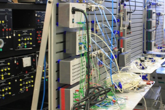 A series of test benches in the Fluid Mechanics and Fluid Power Lab.