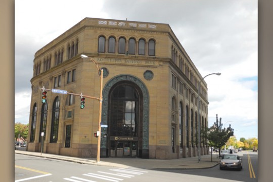 Picture of building on street corner