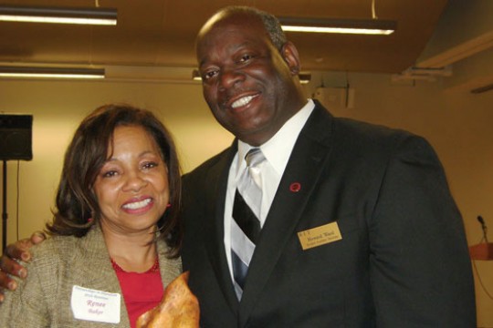 People posing for camera