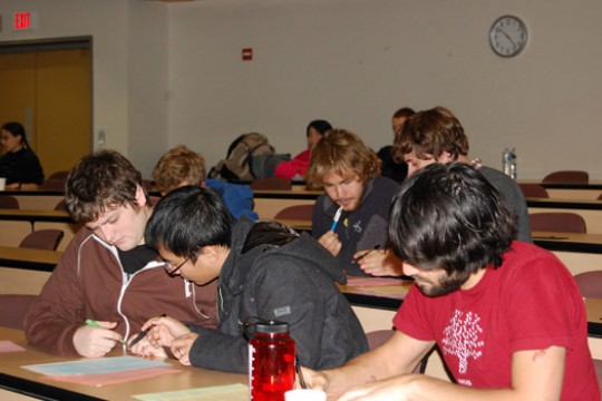 Students working in classroom