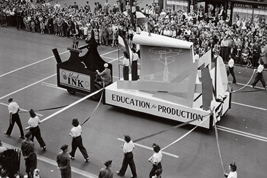 People watching parade