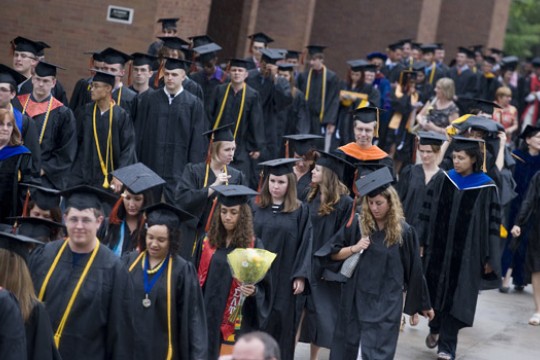 People walking down path
