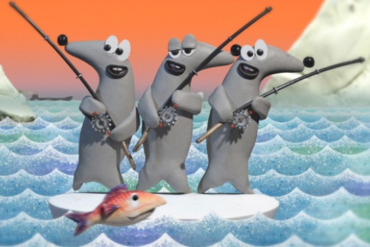 Picture of animated animals fishing