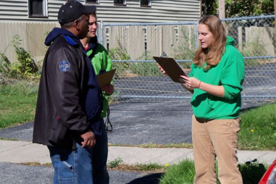 Person reading clip board