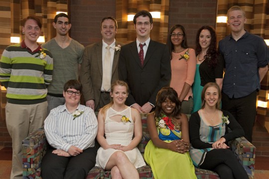 People posing for camera