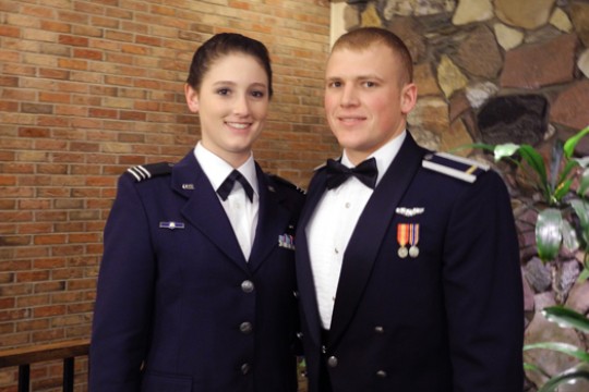 Two candidates posing at festival