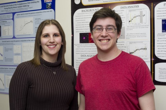 Two people posing for camera