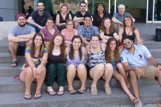 People gathered for picture on staircase