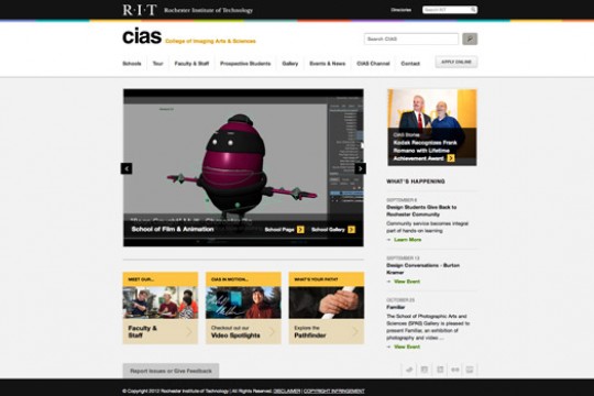 Front page of RIT's College of Imaging Arts and Sciences