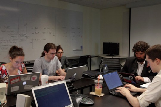 People working in computer lab