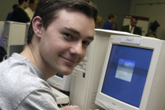 Student in front of computer