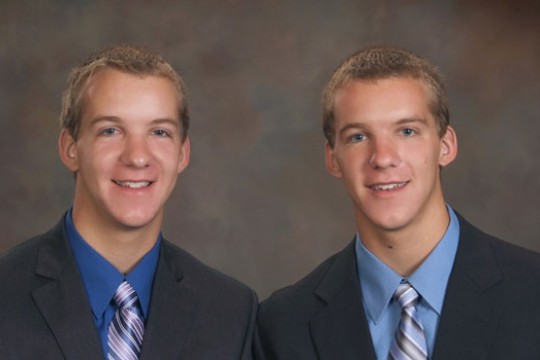 Two pictures of people posing