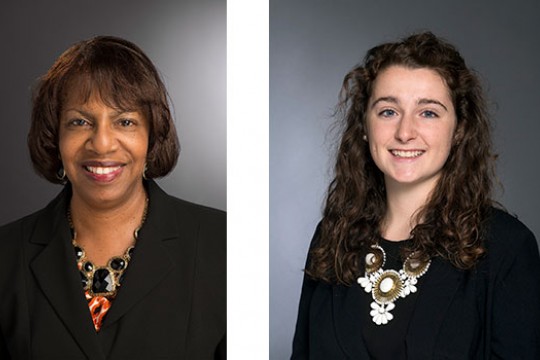 On the left is a headshot of Twyla Cummings. On the right is Claire Finnerty.
