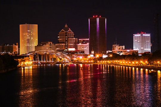 Rochester city skyline.