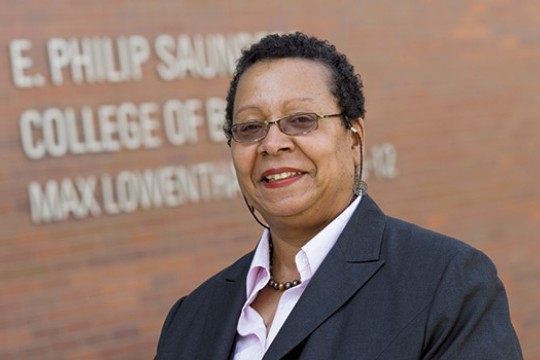 Professor posing for camera