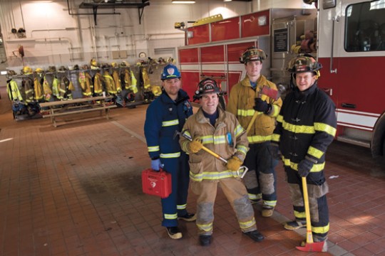 Firefighters posing for camera