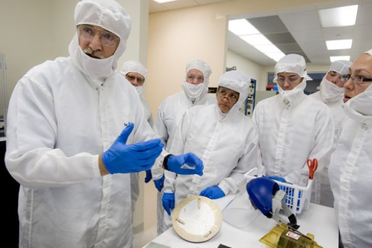 Professor teaching in lab