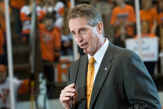 Person giving speech at event