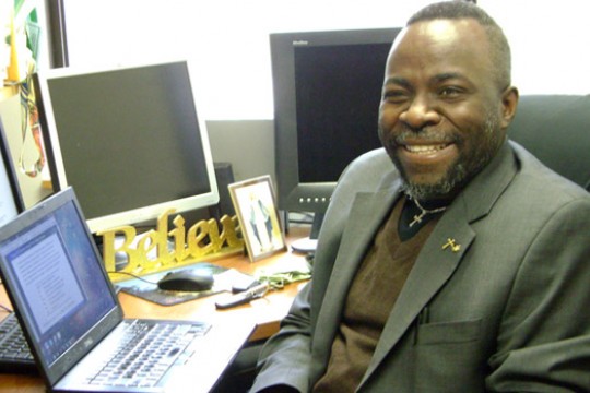 Professor posing for camera