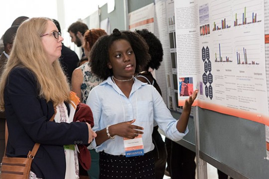 Student, Fateemah Saleem, explaining project