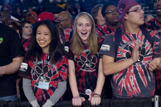 high school students posing at event.