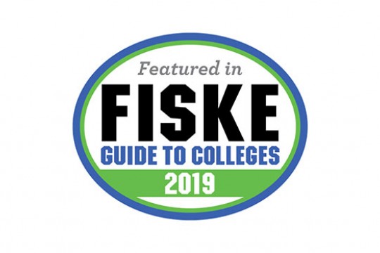 Logo saying "Featured in fiske, guide to colleges, 2019".