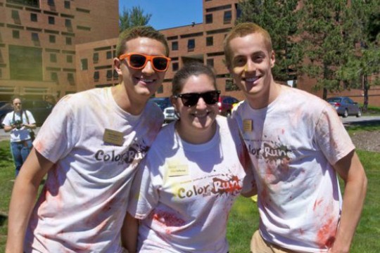 People gathered outside at event