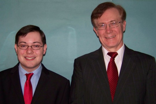 Two pictures of people posing