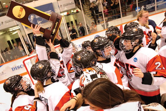 Hockey players celebrating 