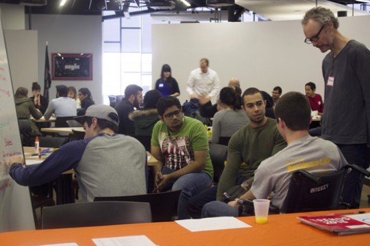 People talking in classroom