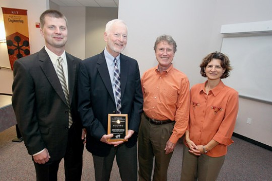 People posing for camera