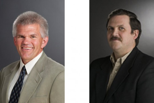 side-by-side portraits of two professors.