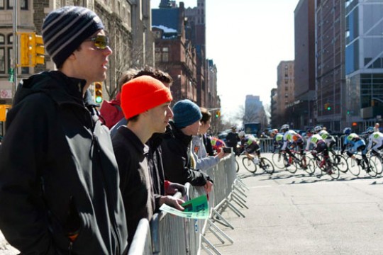 People watching cyclists 