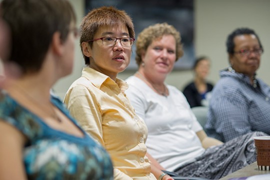 People gathered at Women in optics and photonics 