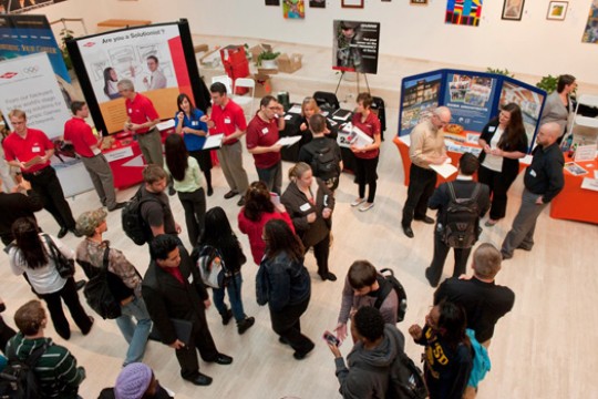 People gathered at job fair