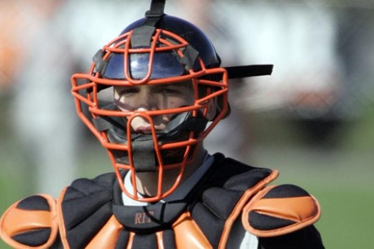 Student in Baseball Catcher uniform
