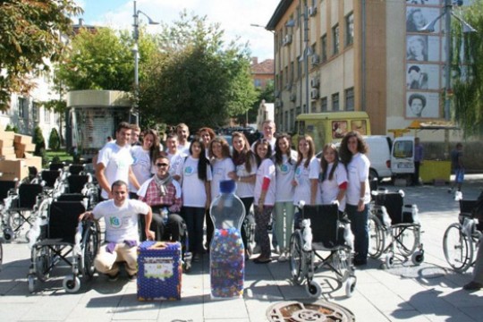 People gathered in plaza