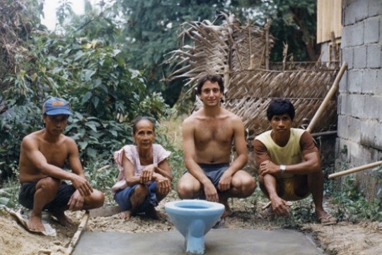 People posing for camera