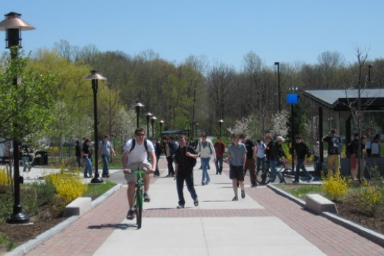 Picture of people walking down path