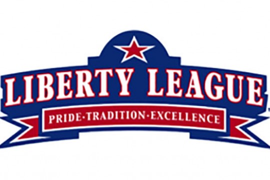 Liberty League- red, white and blue logo.