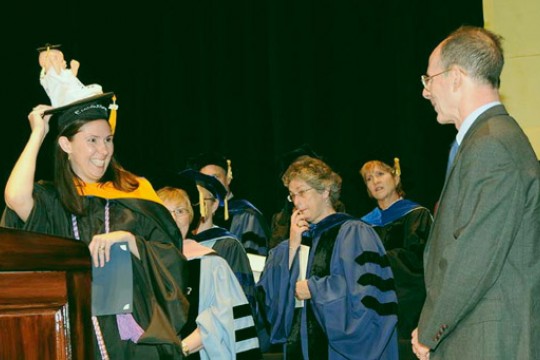 Person receiving award at graduation