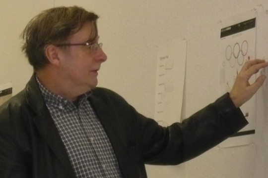 Professor looking at wall